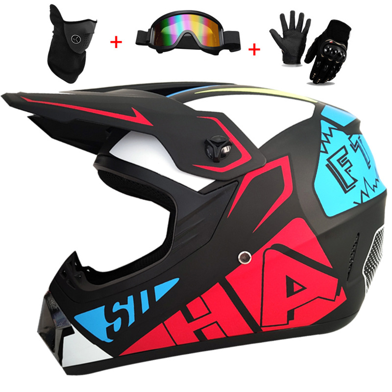 3Pcs Kids Off-Road Full Helmet - Mountain Biking Protective Gear ulasan dan harga