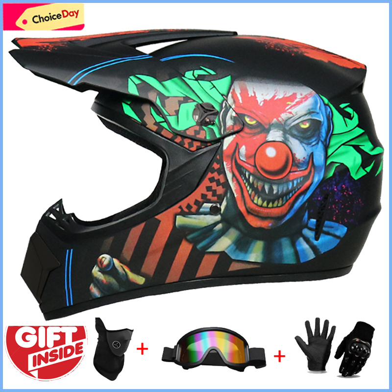 3Pcs Kids Off-Road Full Helmet - Mountain Biking Protective Gear ulasan dan harga