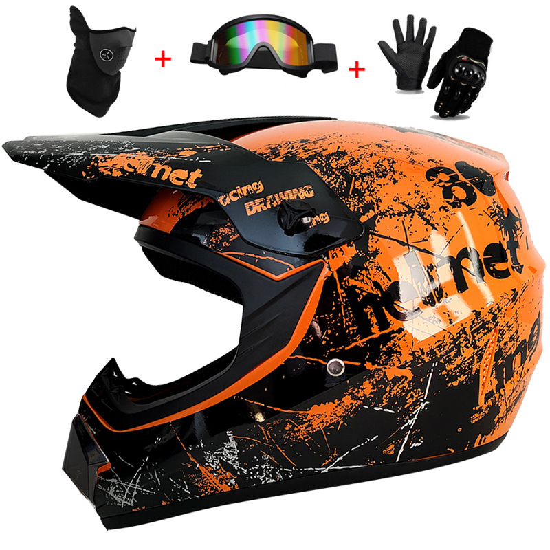 3Pcs Kids Off-Road Full Helmet - Mountain Biking Protective Gear ulasan dan harga